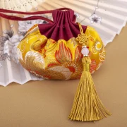 Sachet Empty Bag Chinese Style Jewelry Storage Bag Handmade Vintage Embroidery Tassel Drawstring Bag Prayer Pendant Wedding