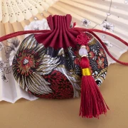 Sachet Empty Bag Chinese Style Jewelry Storage Bag Handmade Vintage Embroidery Tassel Drawstring Bag Prayer Pendant Wedding