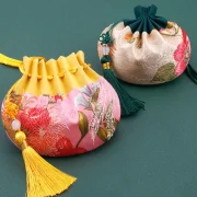 Small Purse Flower Pattern Drawstring Bundle Pocket Carry on Sachet Jewelry Storage Bag Han Cloth Pocket Chinese Style Pouch