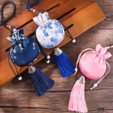 Tassel Pendant Drawstring Bag Chinese Silk Style Brocade Embroidered Bag Embroidery Sachet Cloth Pouches for Jewelry Gift Bags16