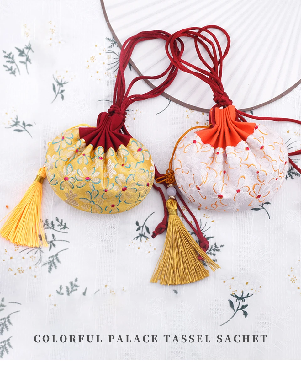 Chinese Style Hanging Neck Tassel Sachet Car Pendant Brocade Sachet Empty Bag Gift Sachet Ball Pendant Dry Flower Sachet